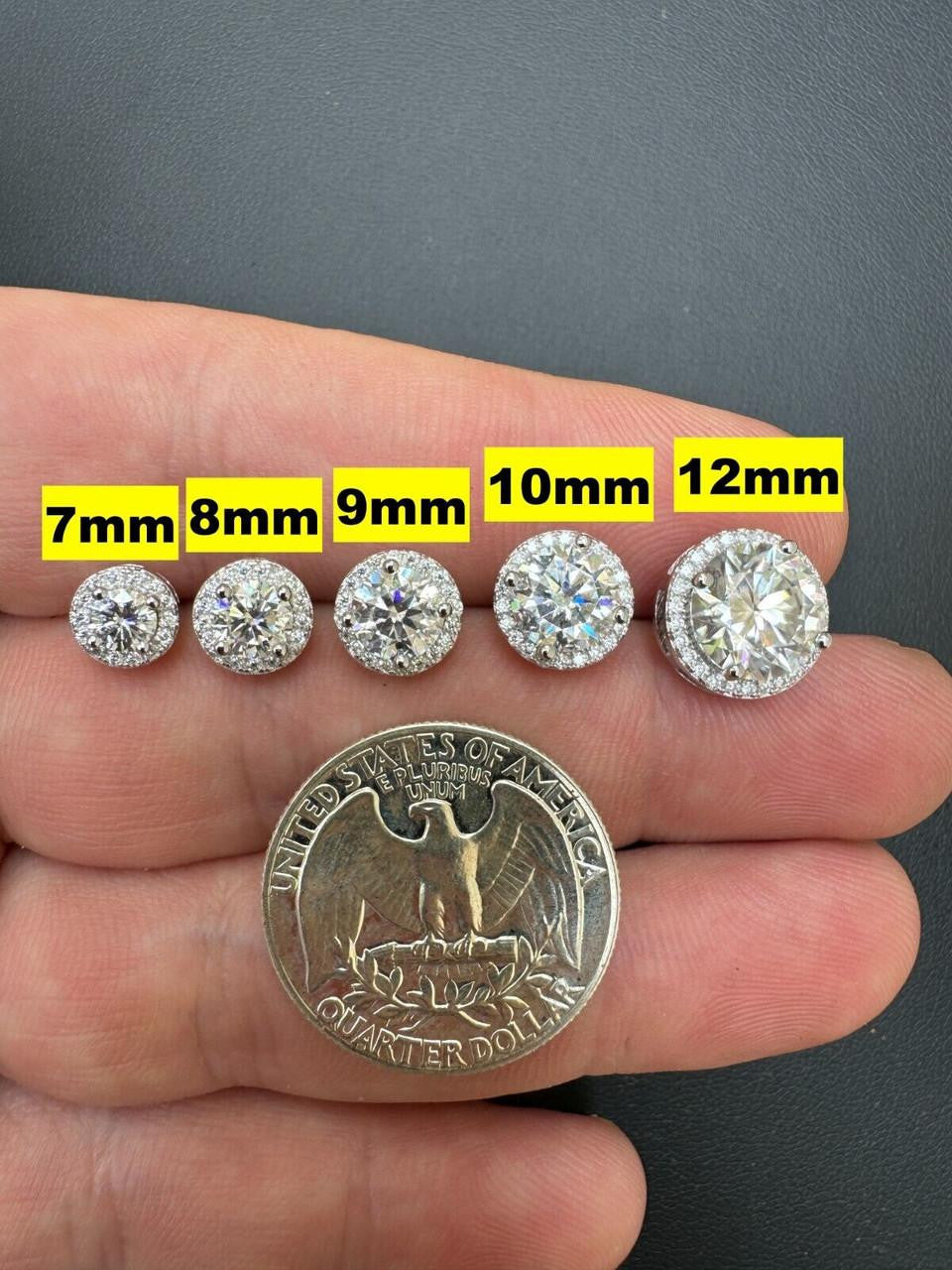 Moissanite Iced Out Halo Set Stud Earrings | 925 Silver