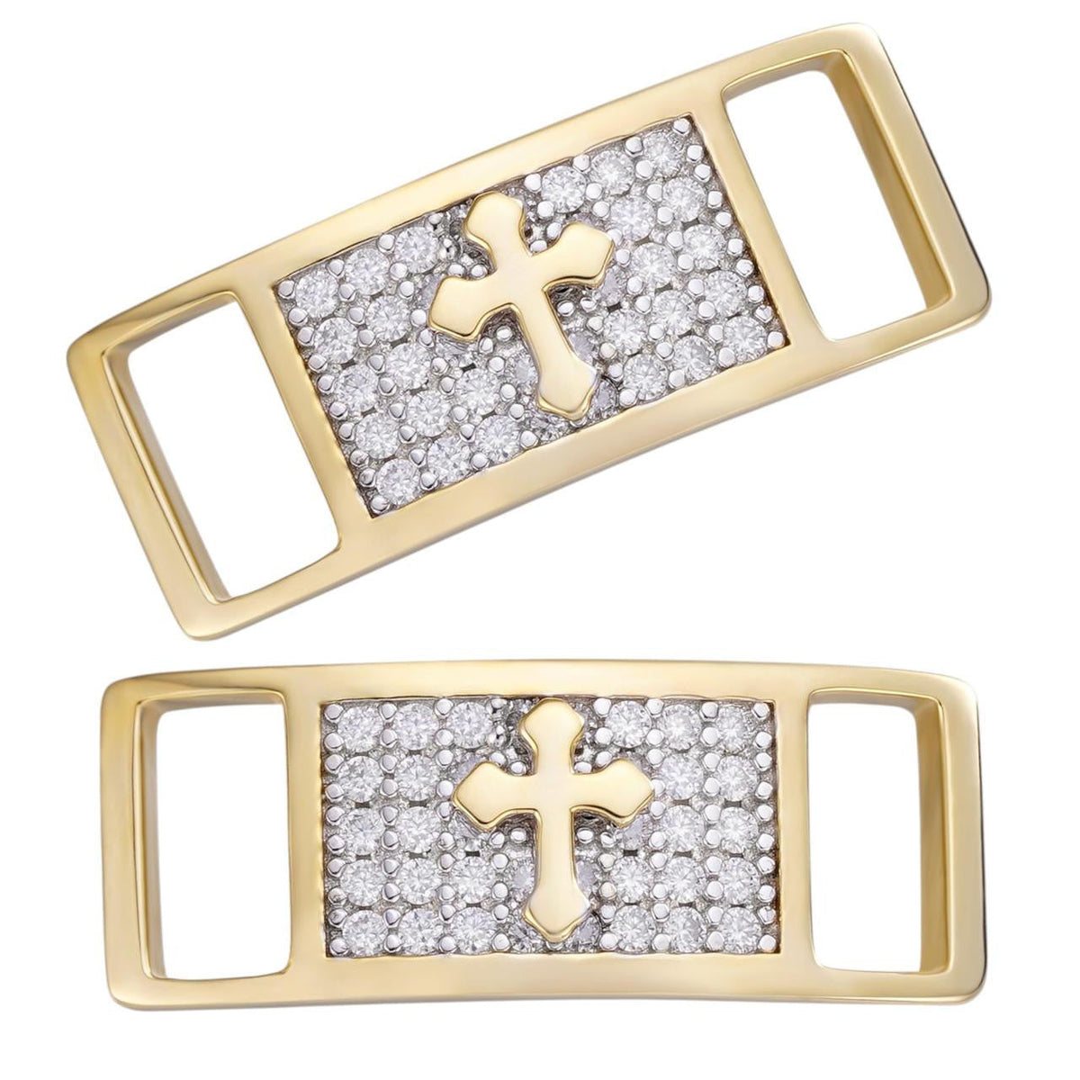 Moissanite Iced Out Cross Lace Locks | 14k Gold Vermeil Over 925 Silver