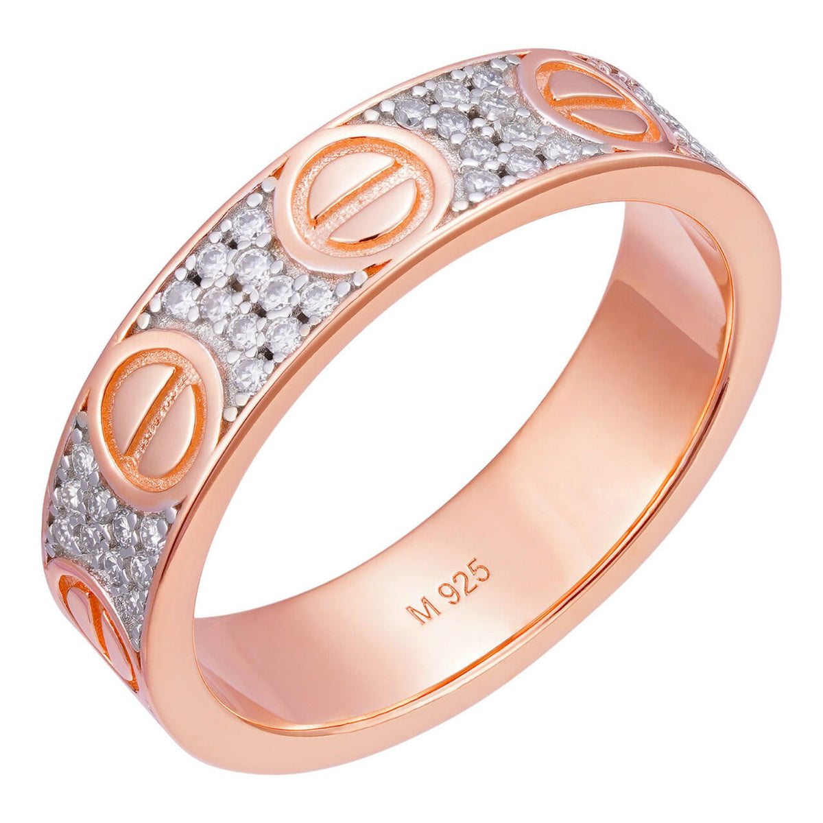 Moissanite Love Ring Eternity Band | 14k Rose Gold Vermeil 925 Silver