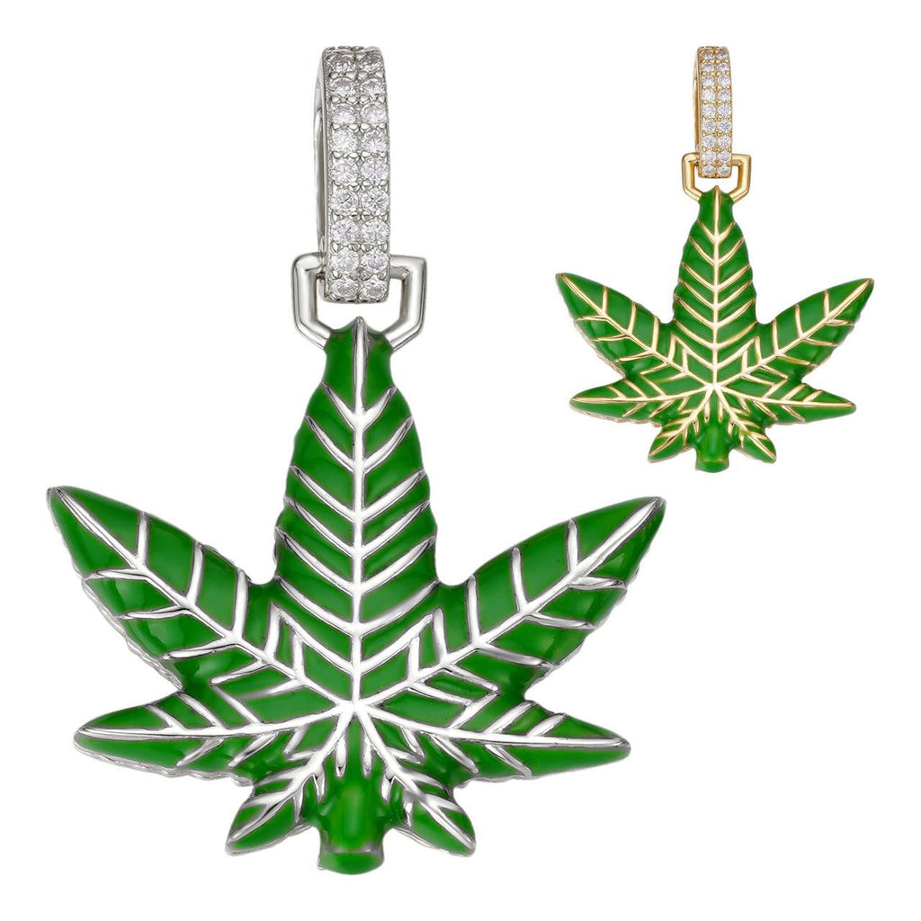 Moissanite Marijuana Weed Leaf Pendant | 14k Gold Vermeil Or 925 Silver