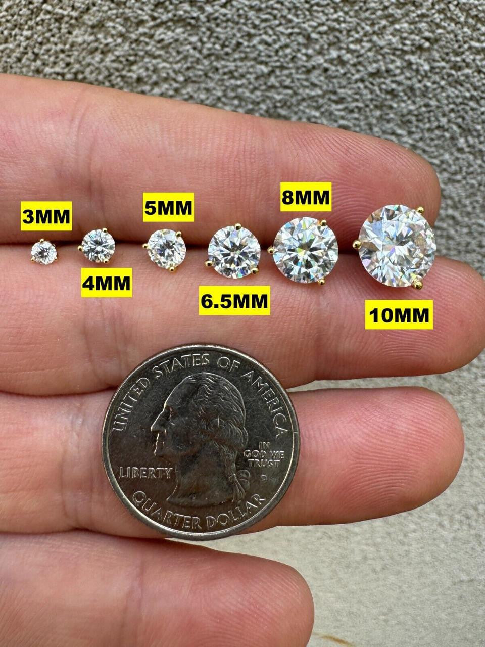 Moissanite Martini 3-Prong Solitaire Stud Earrings | 14k Gold Vermeil 925 Silver