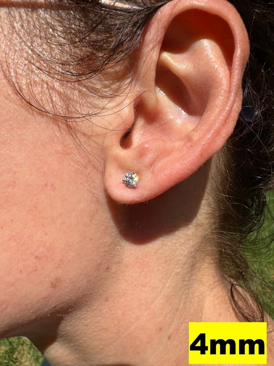 Moissanite Martini 3-Prong Solitaire Stud Earrings | 925 Silver