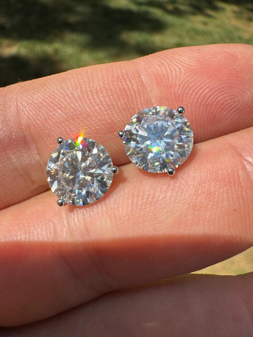 Moissanite Martini 3-Prong Solitaire Stud Earrings | 925 Silver