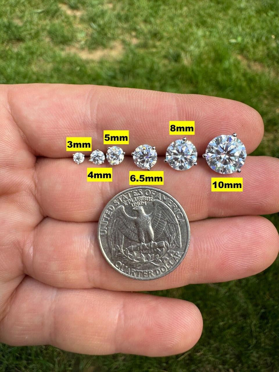 Moissanite Martini 3-Prong Solitaire Stud Earrings | 925 Silver