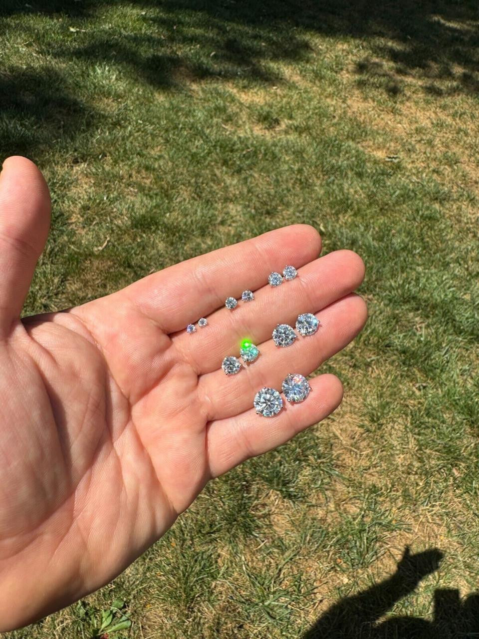 Moissanite Martini 3-Prong Solitaire Stud Earrings | 925 Silver