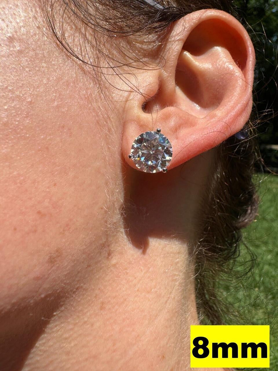 Moissanite Martini 3-Prong Solitaire Stud Earrings | 925 Silver