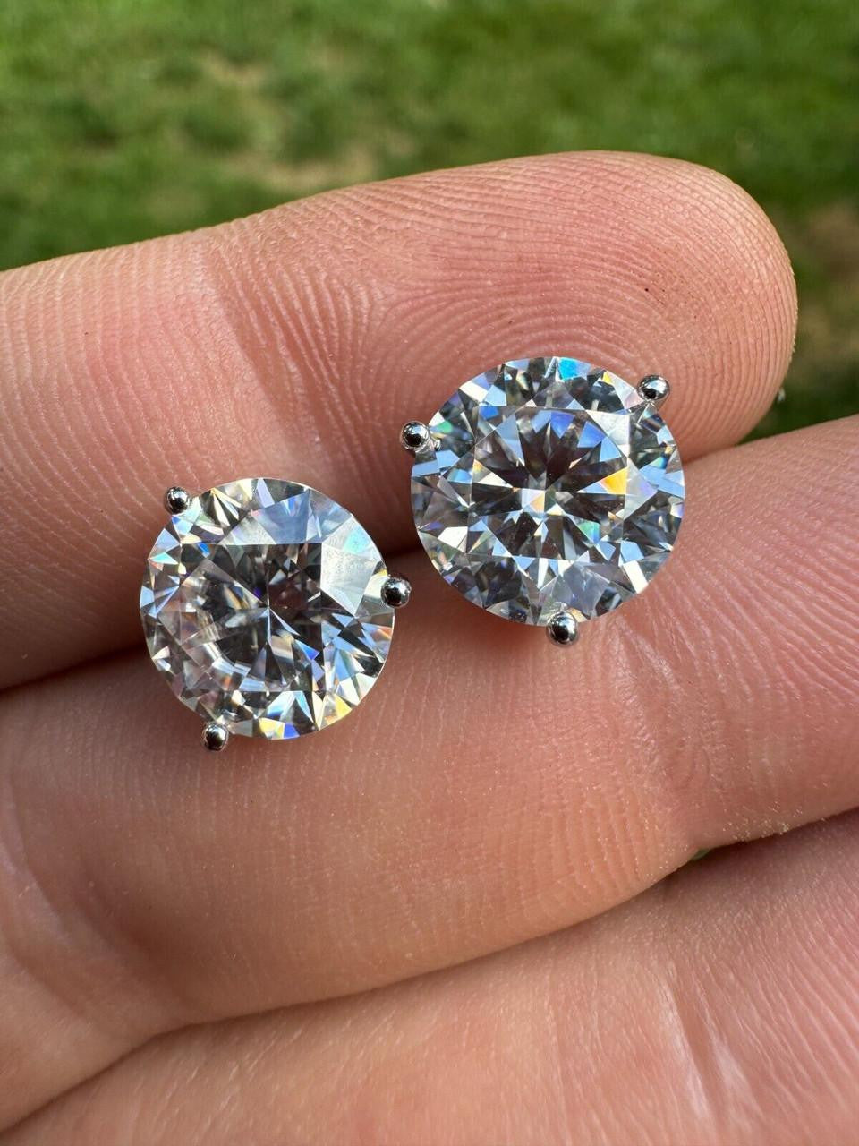 Moissanite Martini 3-Prong Solitaire Stud Earrings | 925 Silver
