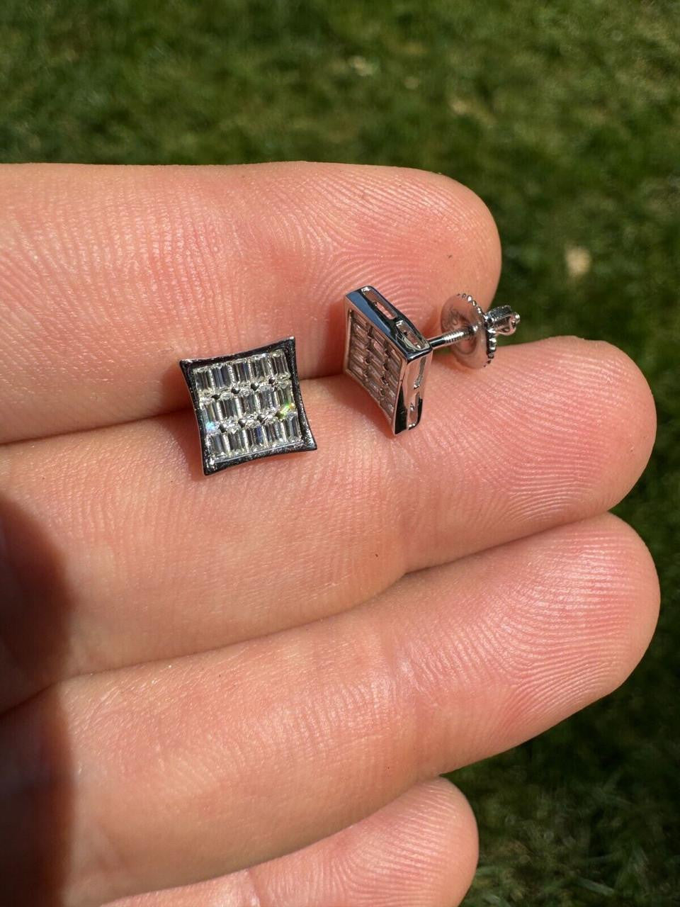 Moissanite Modern Baguette Kite Iced Out Earrings | 925 Silver
