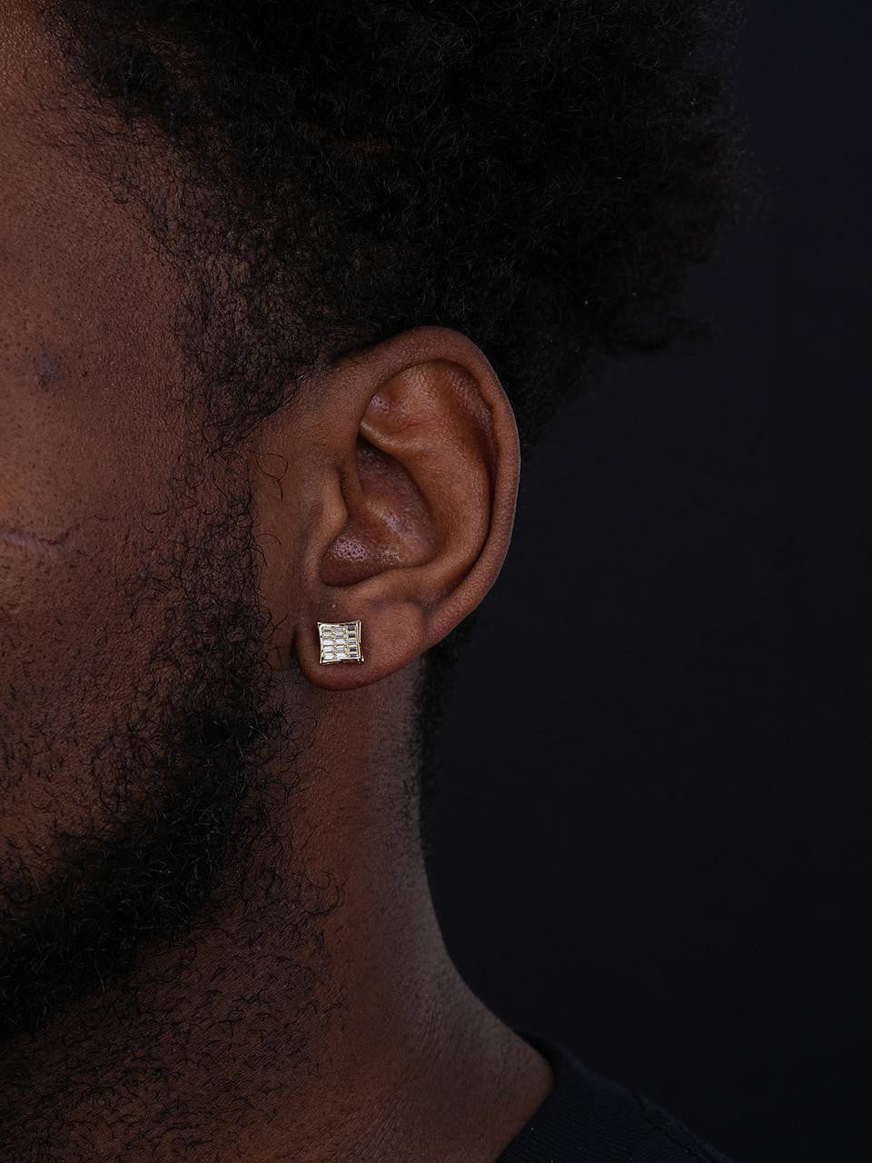 Moissanite Modern Baguette Kite Iced Out Earrings | 14k Gold Vermeil 925 Silver