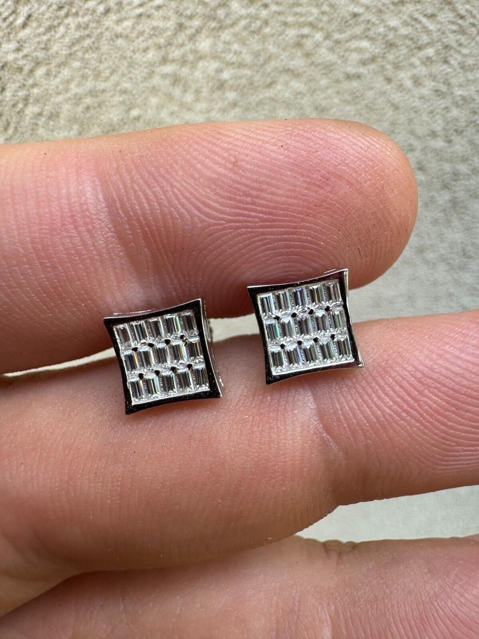 Moissanite Modern Baguette Kite Iced Out Earrings | 925 Silver