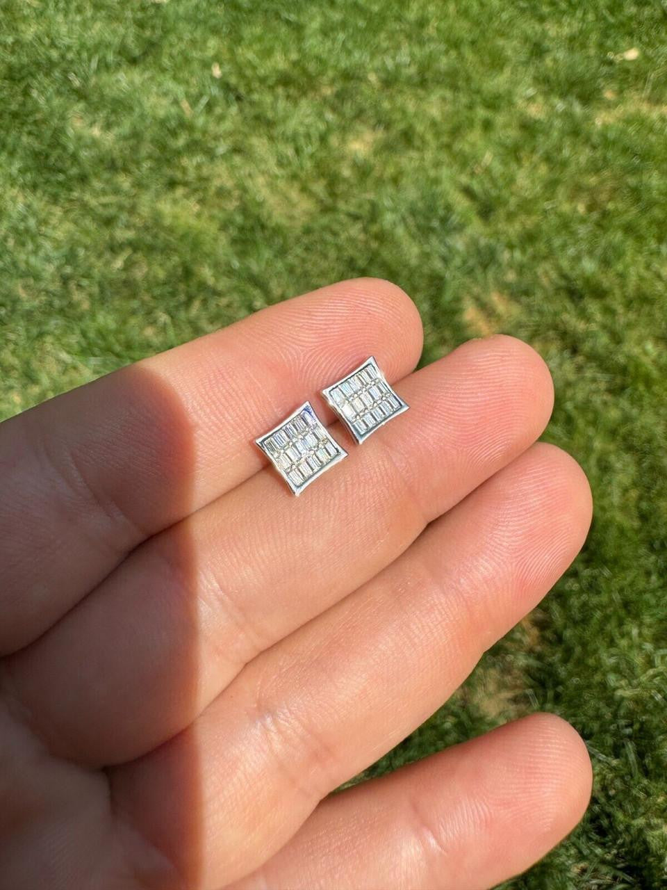 Moissanite Modern Baguette Kite Iced Out Earrings | 925 Silver
