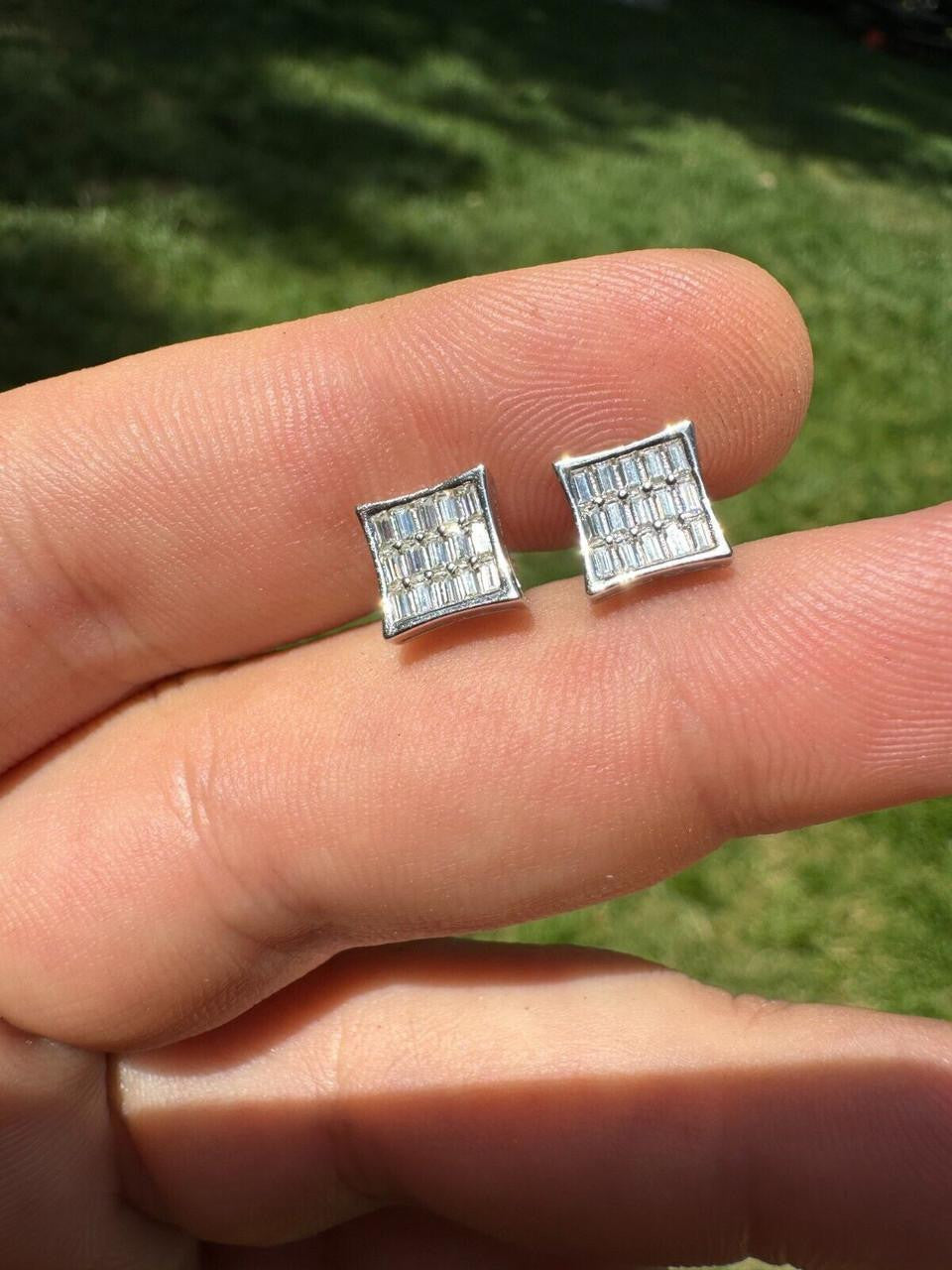 Moissanite Modern Baguette Kite Iced Out Earrings | 925 Silver