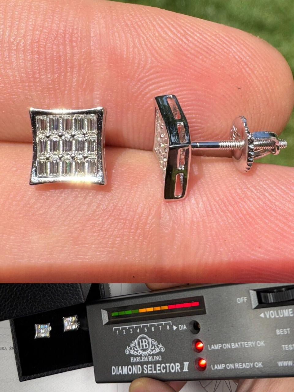 Moissanite Modern Baguette Kite Iced Out Earrings | 925 Silver