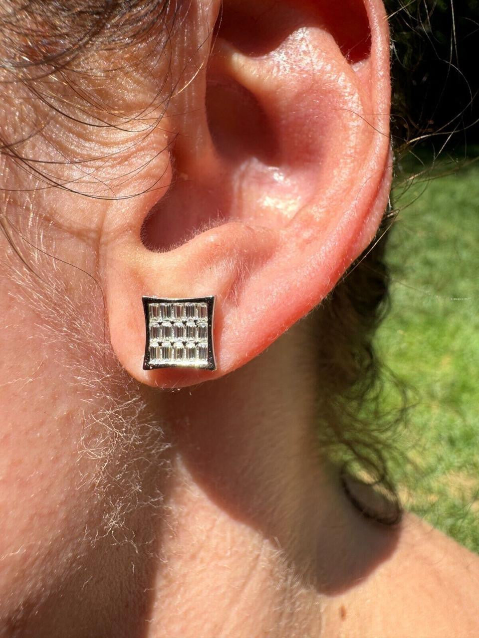 Moissanite Modern Baguette Kite Iced Out Earrings | 925 Silver