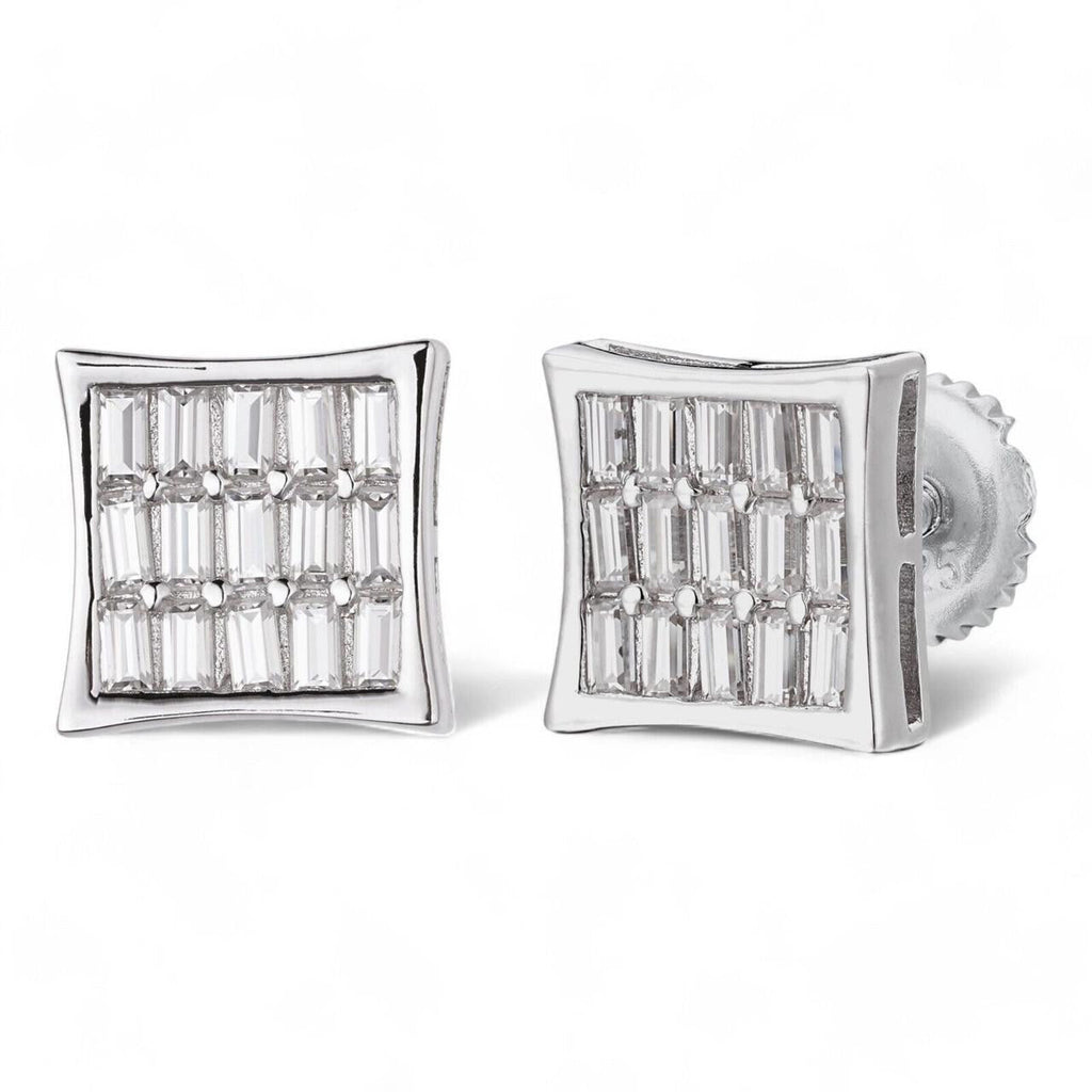 Moissanite Modern Baguette Kite Iced Out Earrings | 925 Silver