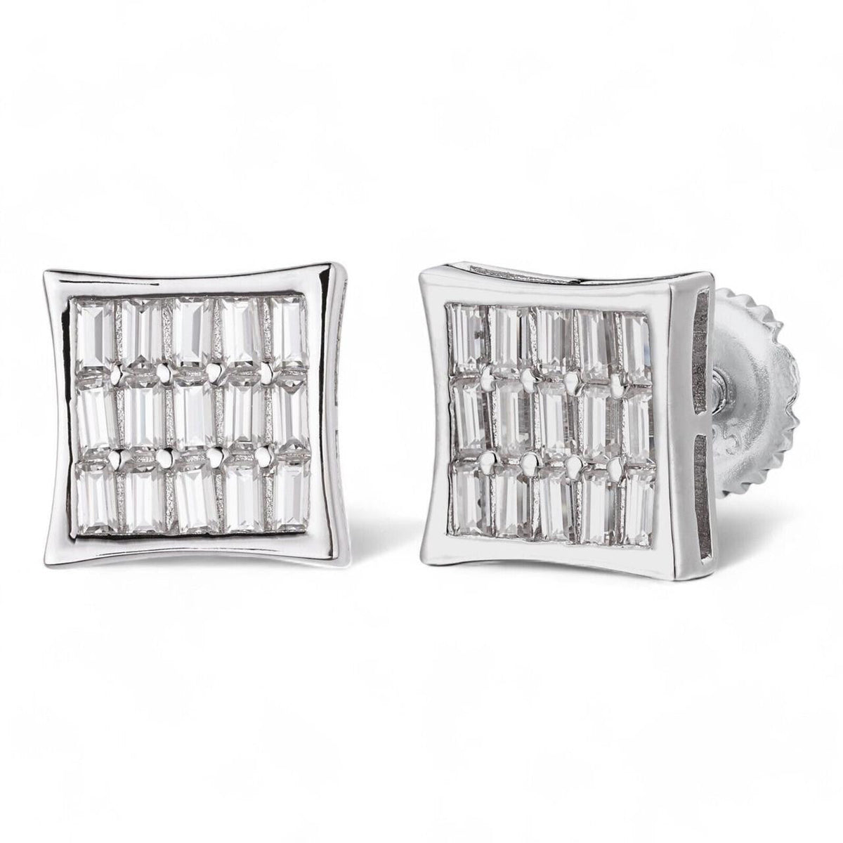 Moissanite Modern Baguette Kite Iced Out Earrings | 925 Silver