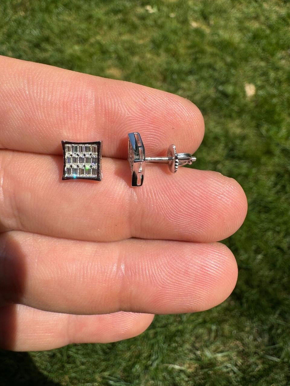 Moissanite Modern Baguette Kite Iced Out Earrings | 925 Silver