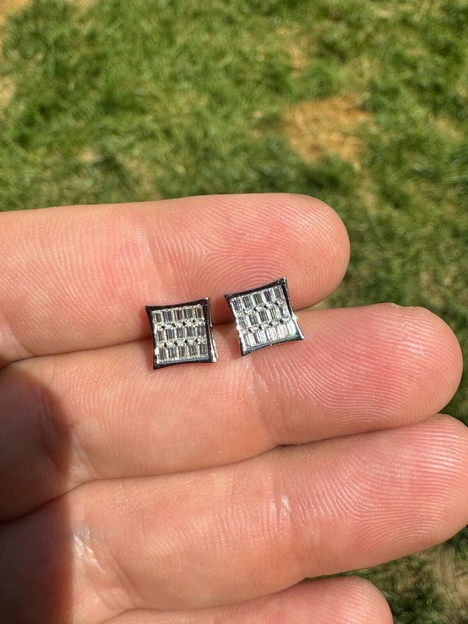 Moissanite Modern Baguette Kite Iced Out Earrings | 925 Silver