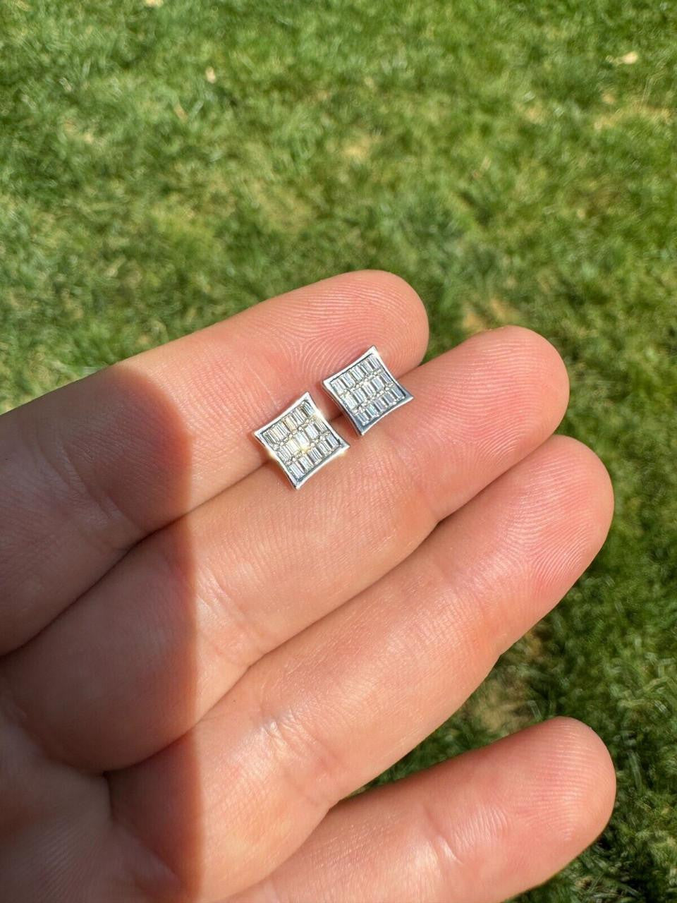 Moissanite Modern Baguette Kite Iced Out Earrings | 925 Silver