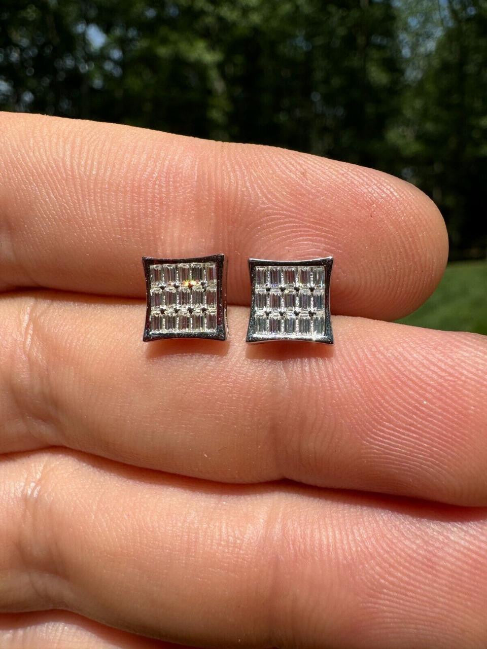 Moissanite Modern Baguette Kite Iced Out Earrings | 925 Silver