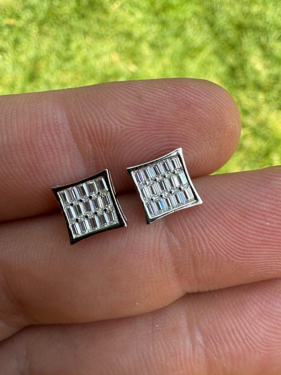 Moissanite Modern Baguette Kite Iced Out Earrings | 925 Silver
