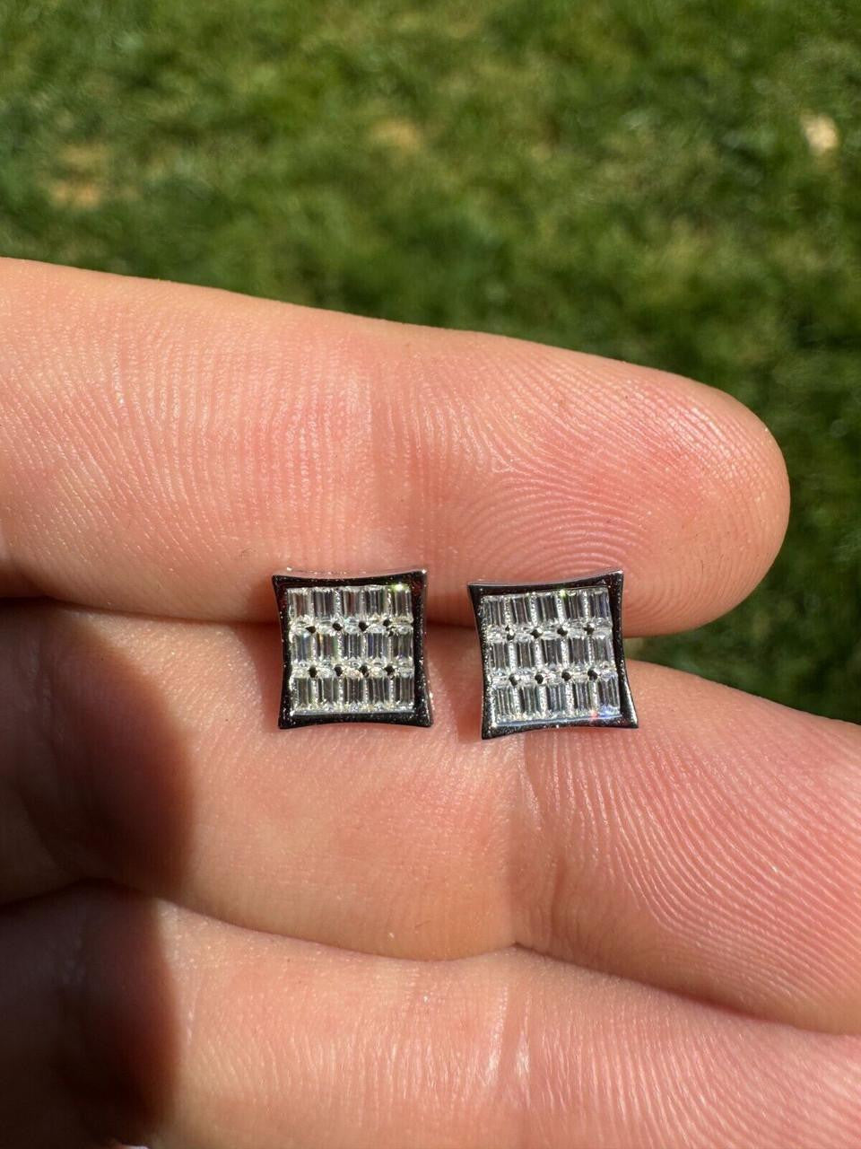 Moissanite Modern Baguette Kite Iced Out Earrings | 925 Silver