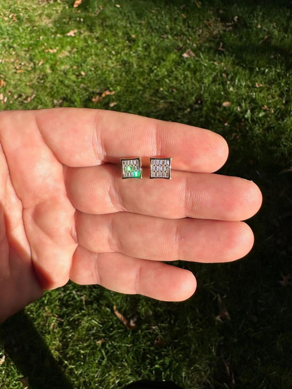 Moissanite Modern Baguette Kite Iced Out Earrings | 14k Gold Vermeil 925 Silver