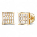 Moissanite Modern Baguette Kite Iced Out Earrings | 14k Gold Vermeil 925 Silver