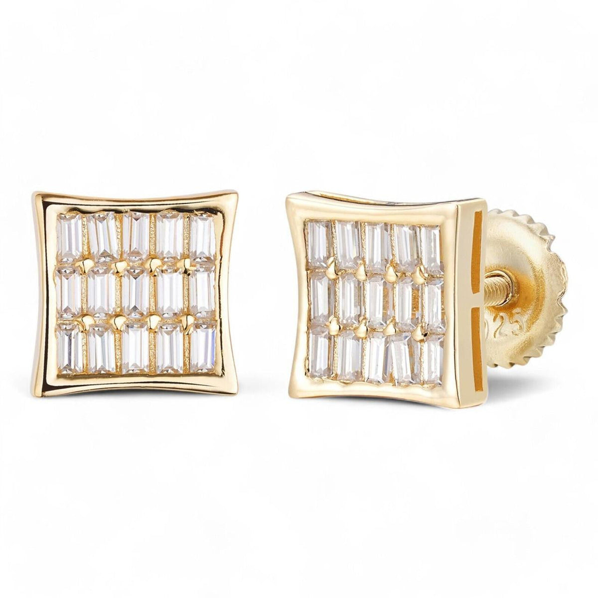 Moissanite Modern Baguette Kite Iced Out Earrings | 14k Gold Vermeil 925 Silver