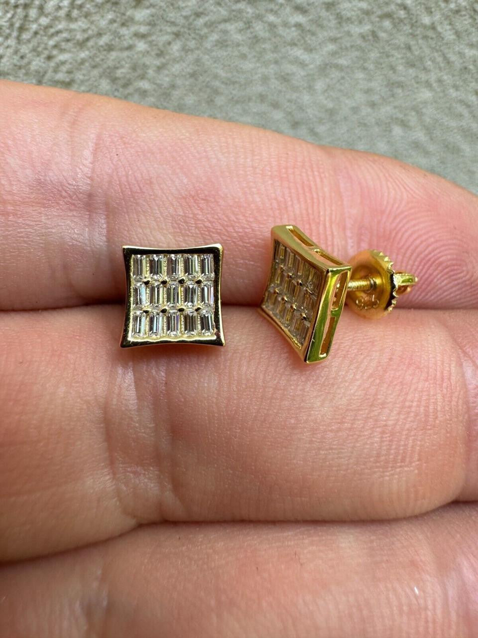 Moissanite Modern Baguette Kite Iced Out Earrings | 14k Gold Vermeil 925 Silver