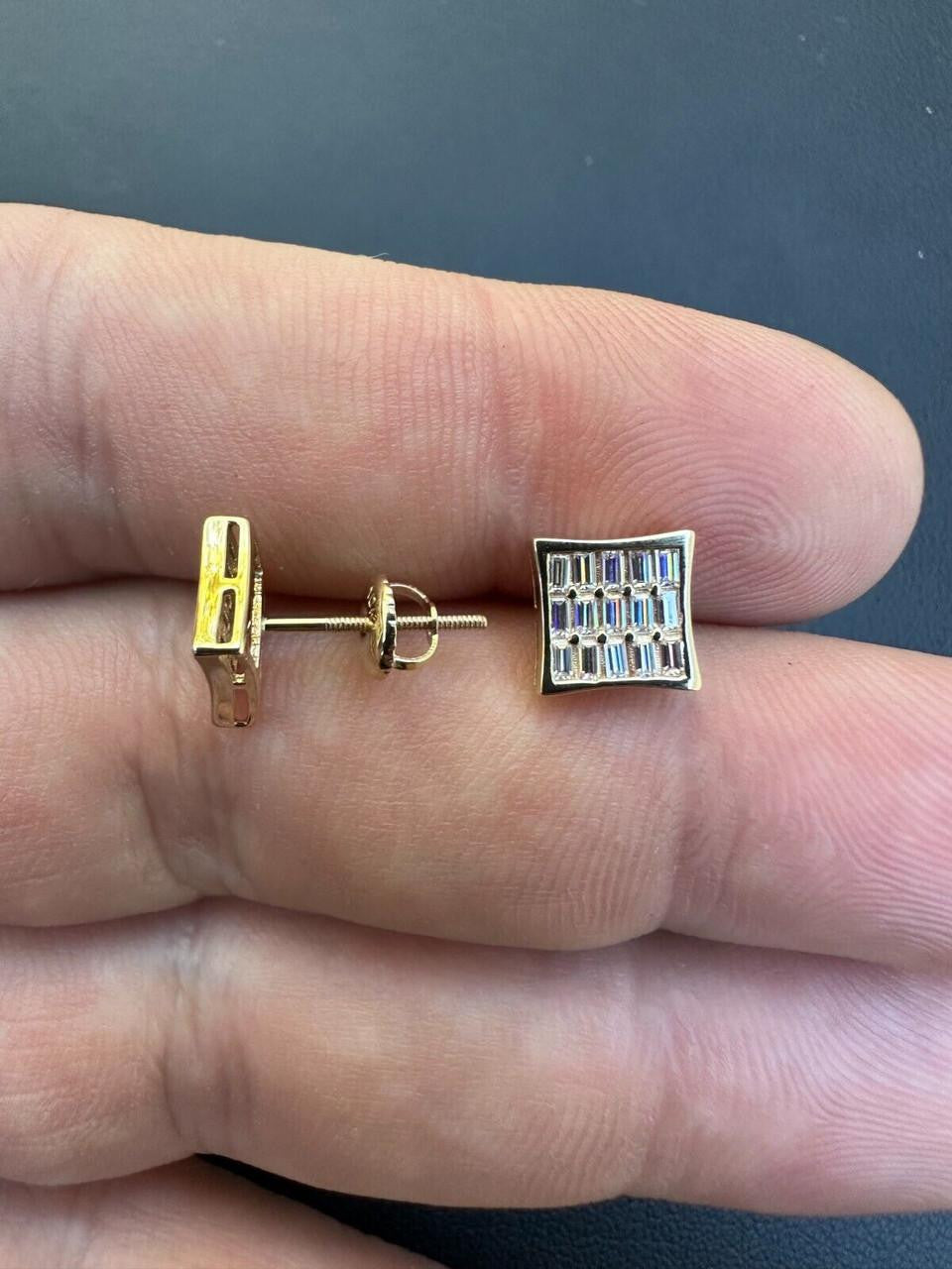 Moissanite Modern Baguette Kite Iced Out Earrings | 14k Gold Vermeil 925 Silver