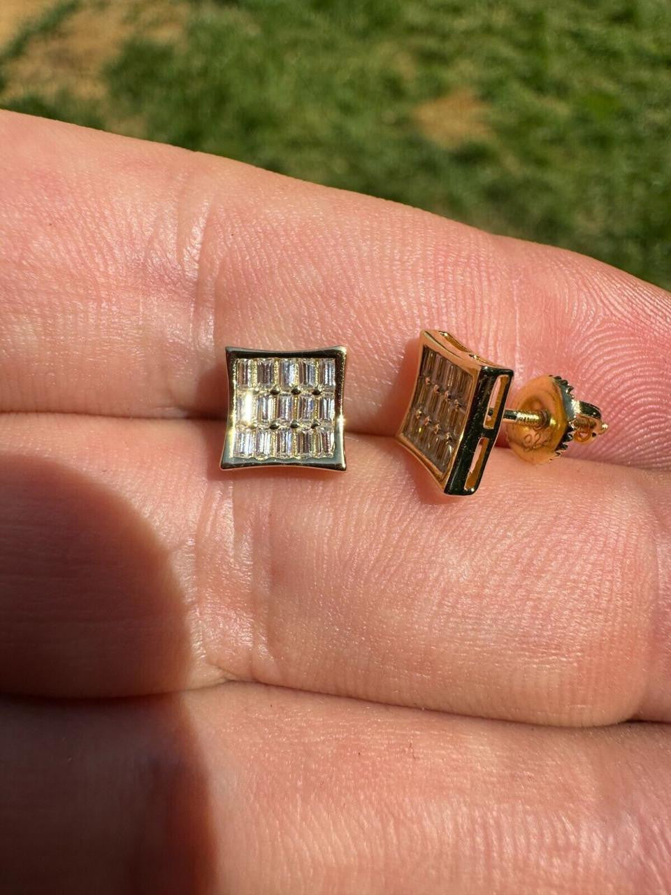 Moissanite Modern Baguette Kite Iced Out Earrings | 14k Gold Vermeil 925 Silver