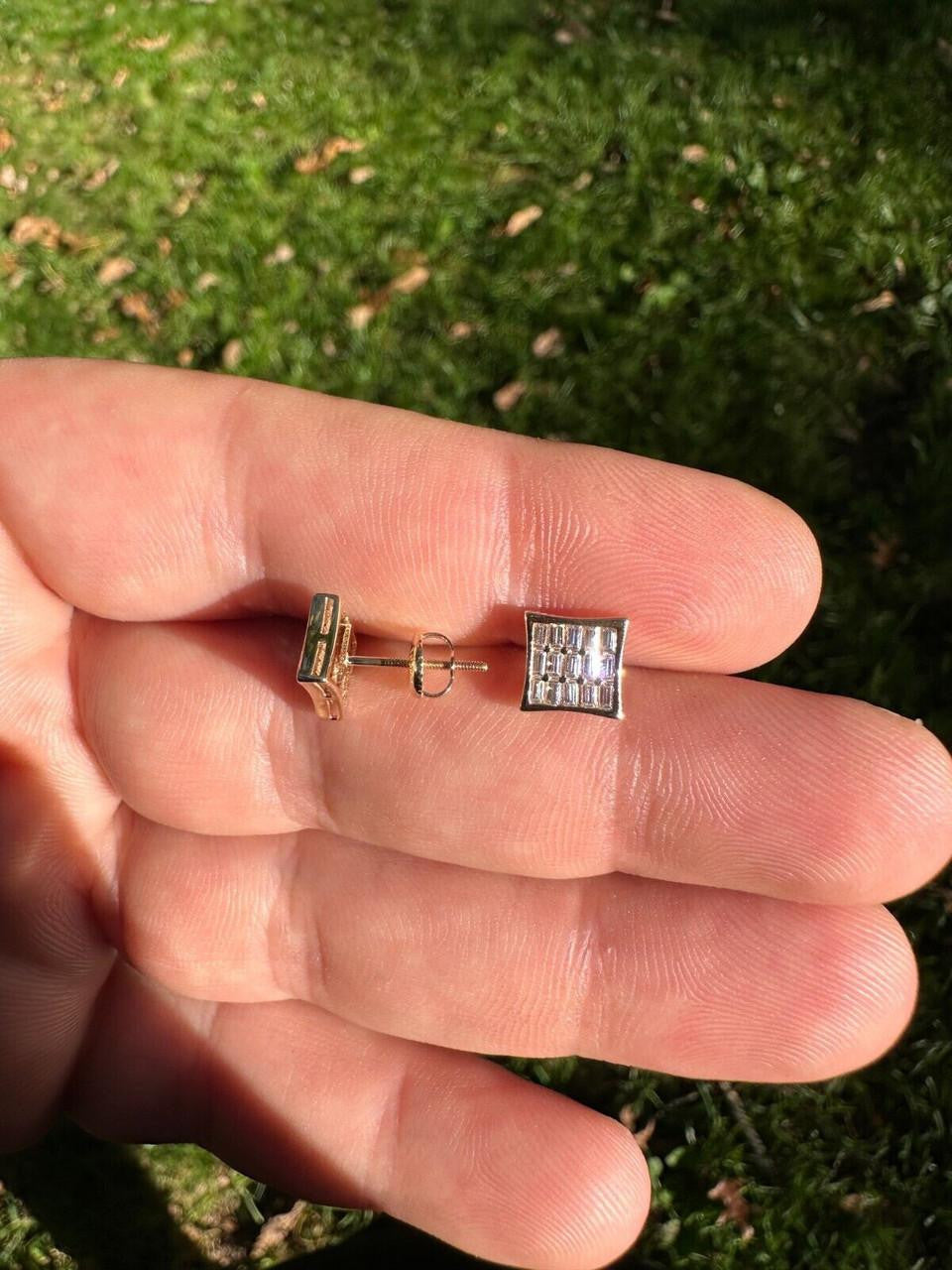 Moissanite Modern Baguette Kite Iced Out Earrings | 14k Gold Vermeil 925 Silver