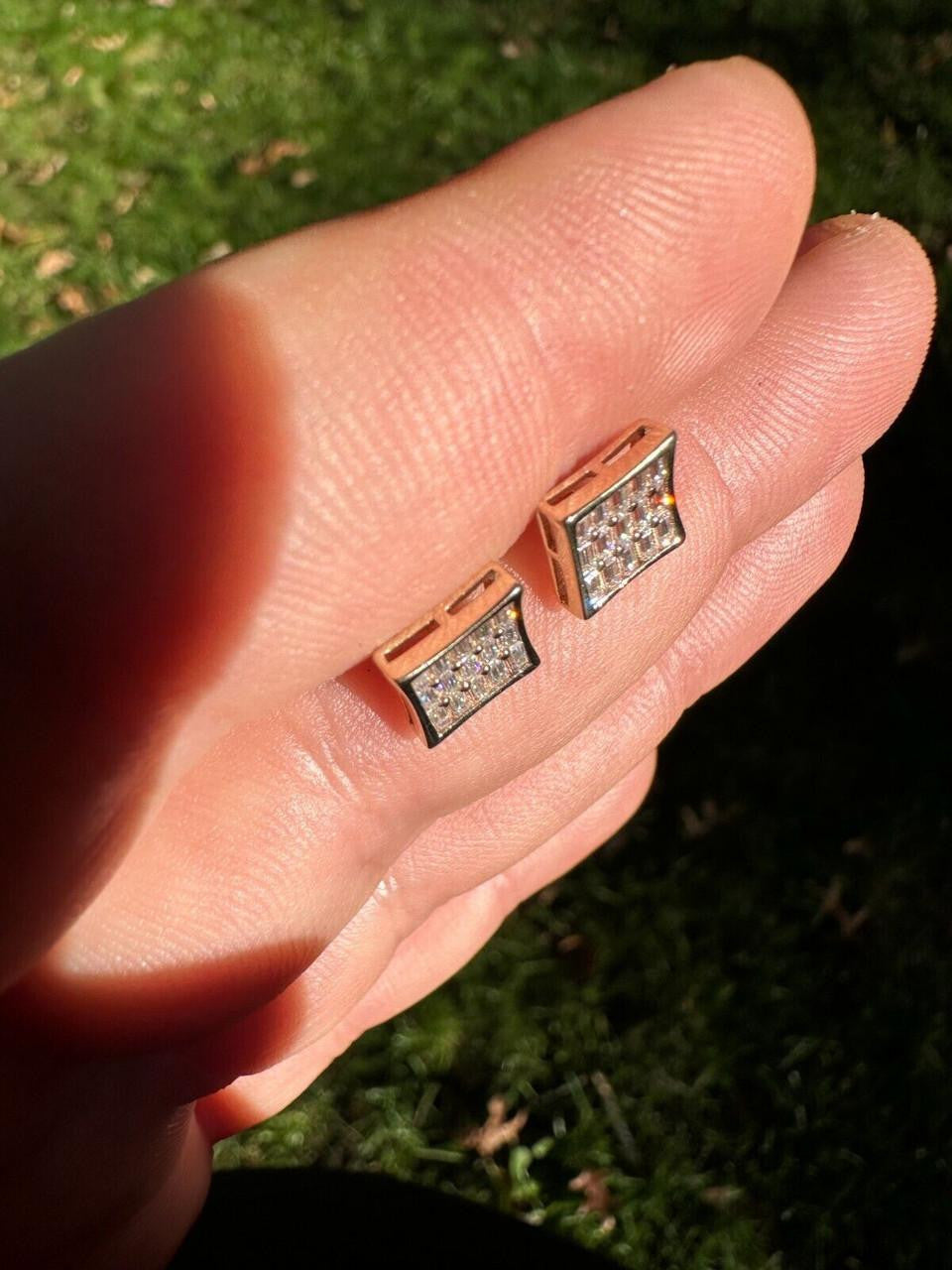 Moissanite Modern Baguette Kite Iced Out Earrings | 14k Gold Vermeil 925 Silver