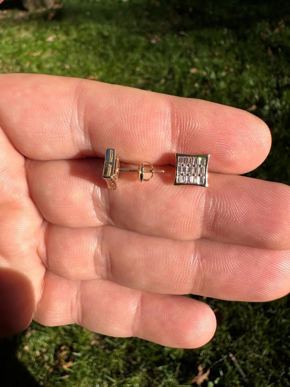 Moissanite Modern Baguette Kite Iced Out Earrings | 14k Gold Vermeil 925 Silver