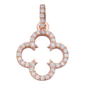 Moissanite Open Clover Flower Pendant | 14k Rose Vermeil 925 Silver