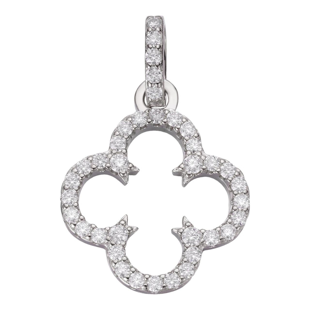 Moissanite Open Clover Flower Pendant | 925 Silver