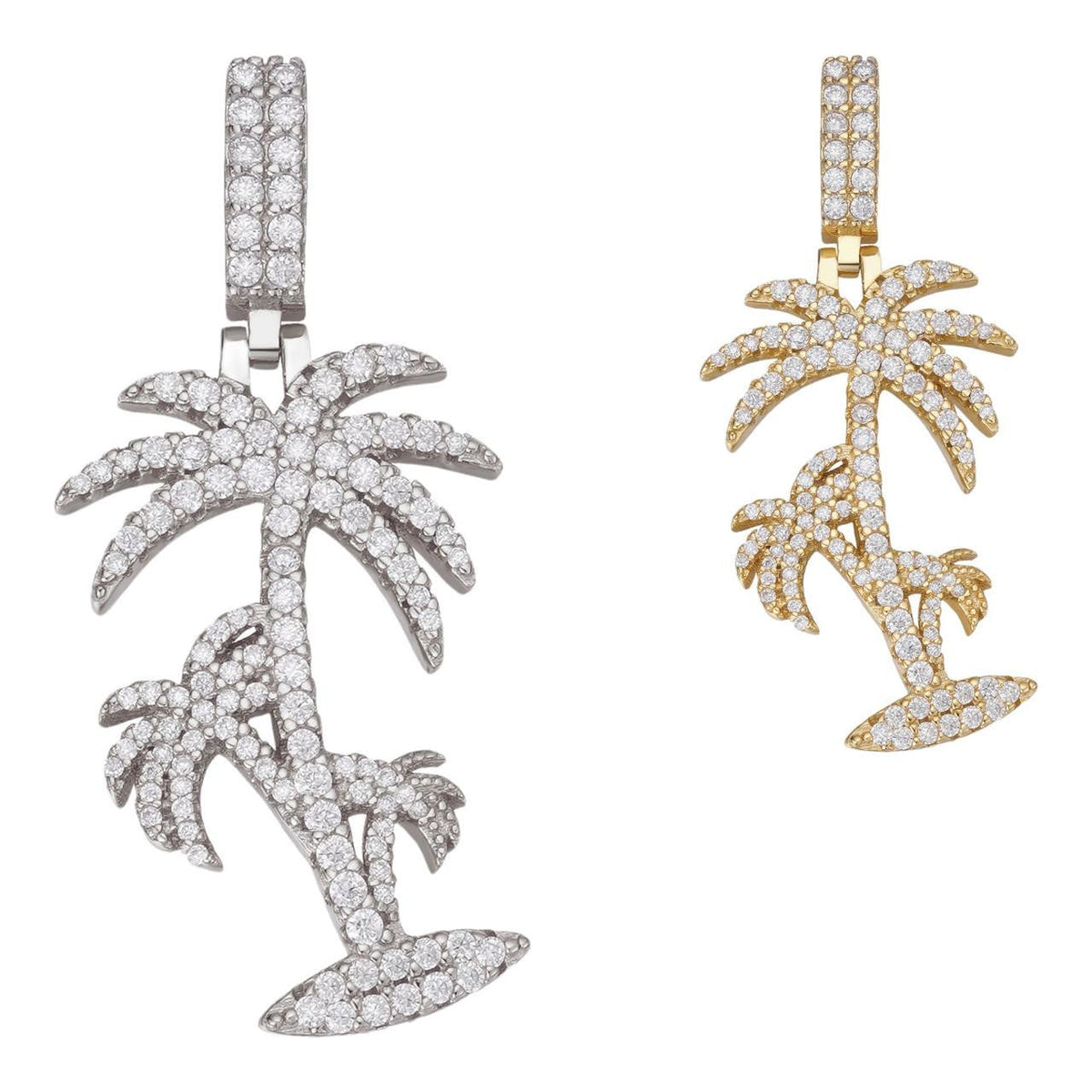 Moissanite Palm Tree Iced Out Pendant | 14k Gold Vermeil Or 925 Silver