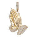 Moissanite Praying Folded Hands Religious Pendant | 14k Gold Vermeil 925 Silver