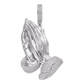 Moissanite Praying Folded Hands Religious Pendant | 925 Silver