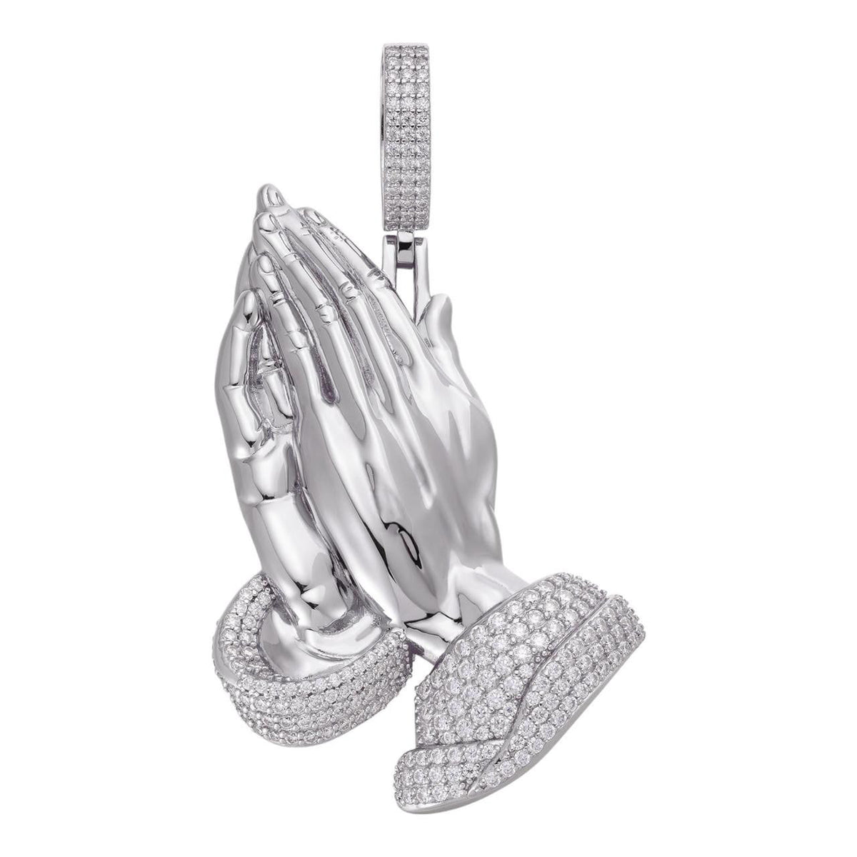 Moissanite Praying Folded Hands Religious Pendant | 925 Silver