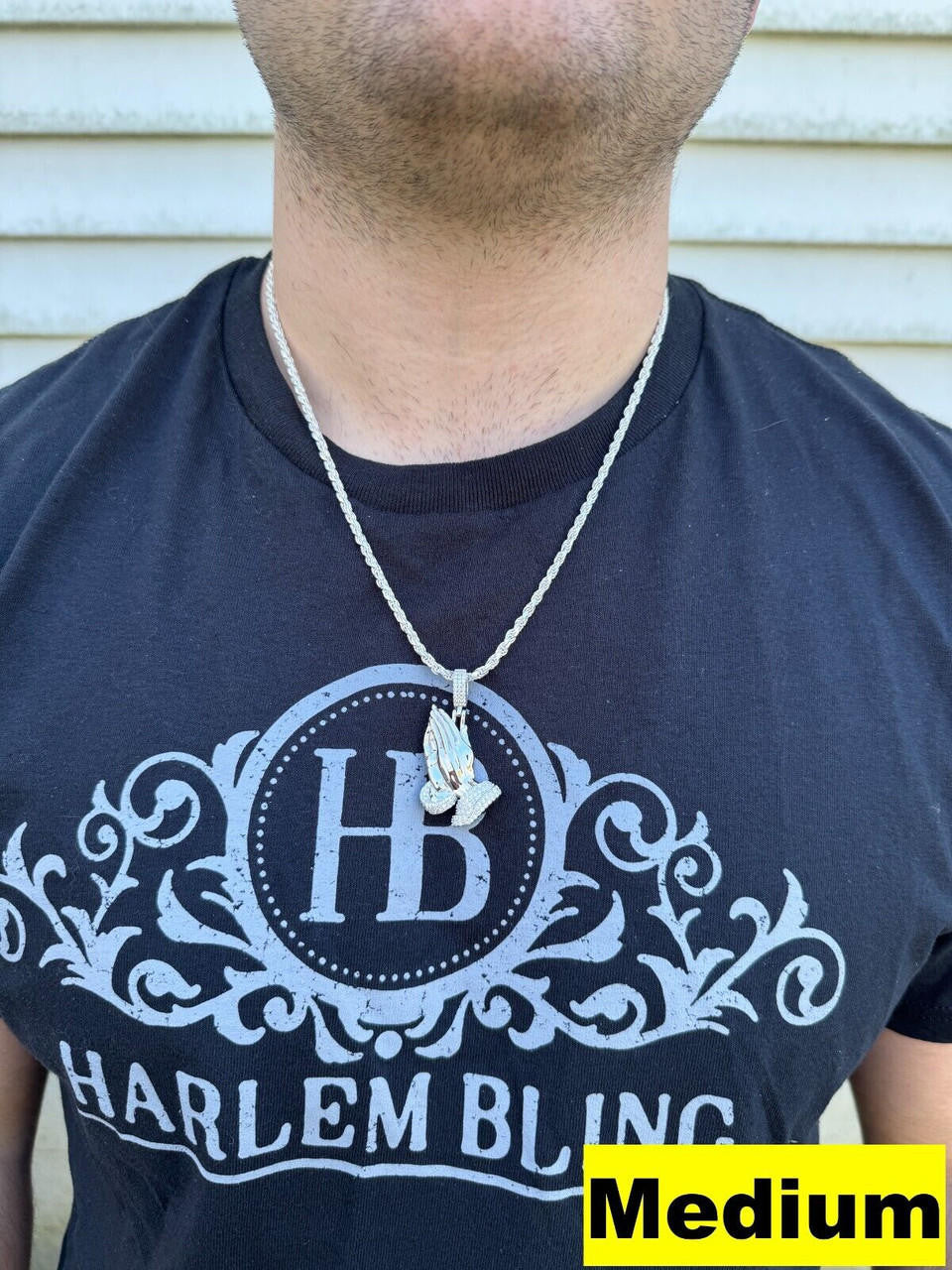 Moissanite Praying Folded Hands Religious Pendant | 925 Silver