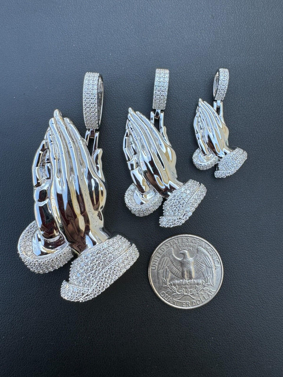 Moissanite Praying Folded Hands Religious Pendant | 925 Silver