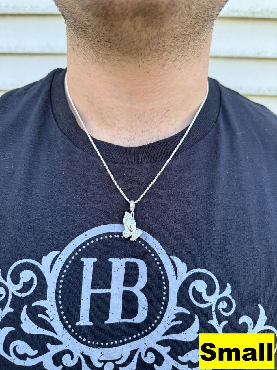 Moissanite Praying Folded Hands Religious Pendant | 925 Silver