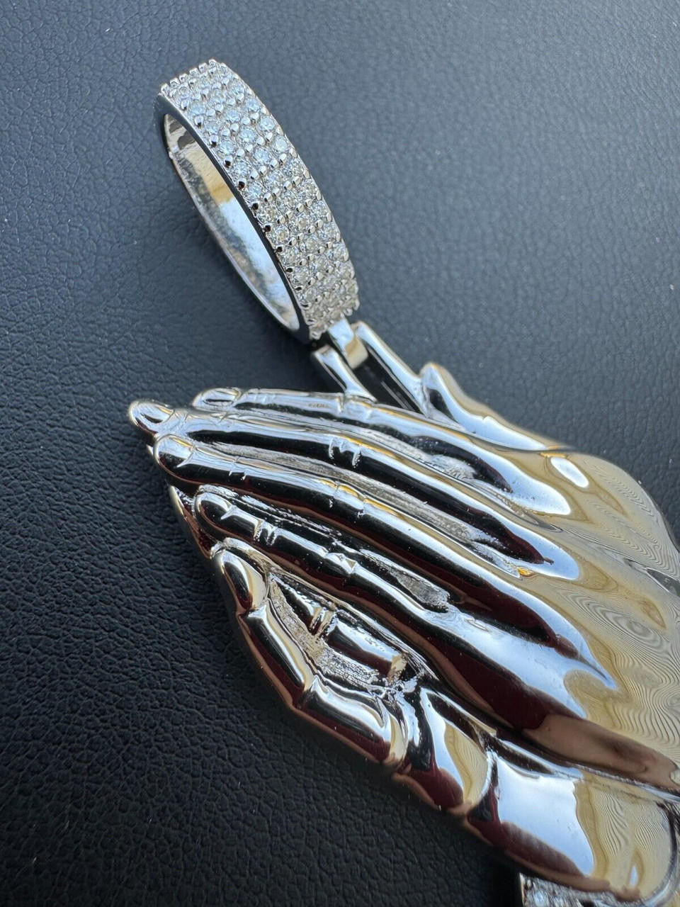 Moissanite Praying Folded Hands Religious Pendant | 925 Silver
