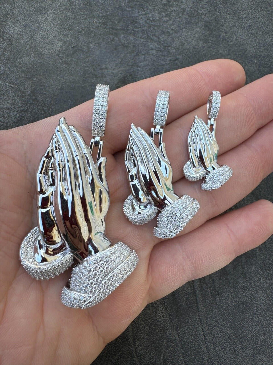 Moissanite Praying Folded Hands Religious Pendant | 925 Silver