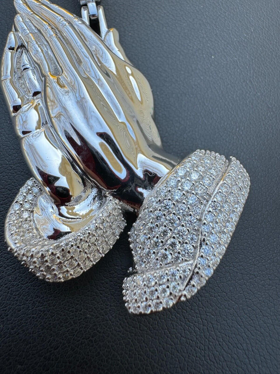 Moissanite Praying Folded Hands Religious Pendant | 925 Silver
