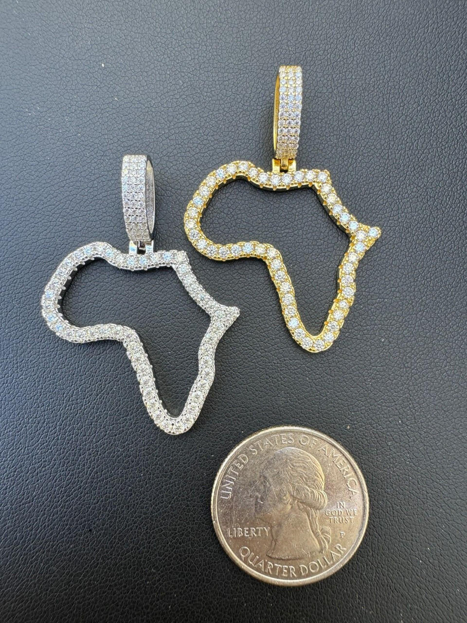 Moissanite Africa Map Hip Hop Pendant | 14k Gold Vermeil Or 925 Silver
