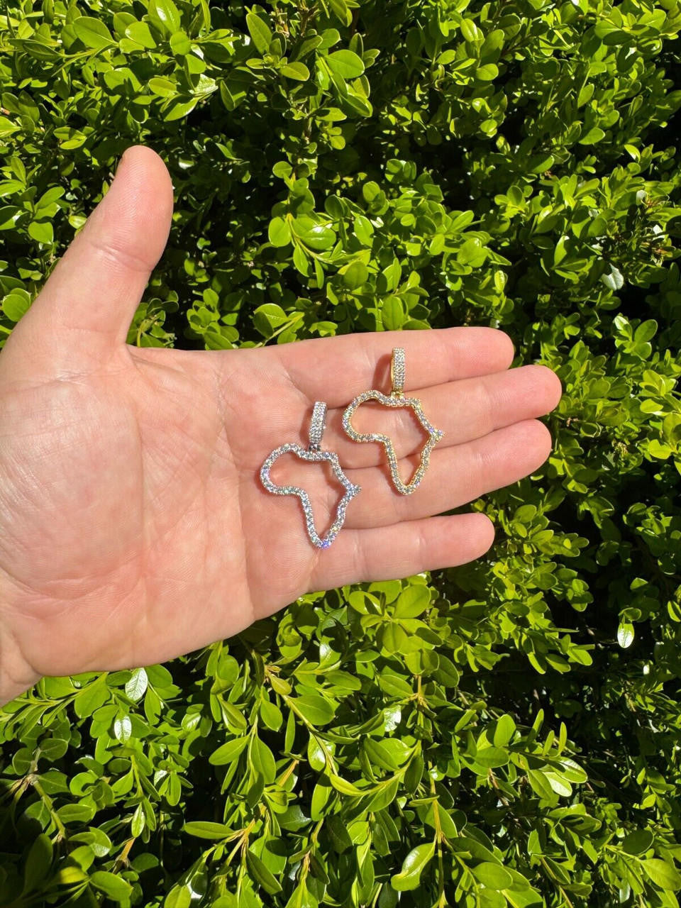 Moissanite Africa Map Hip Hop Pendant | 14k Gold Vermeil Or 925 Silver