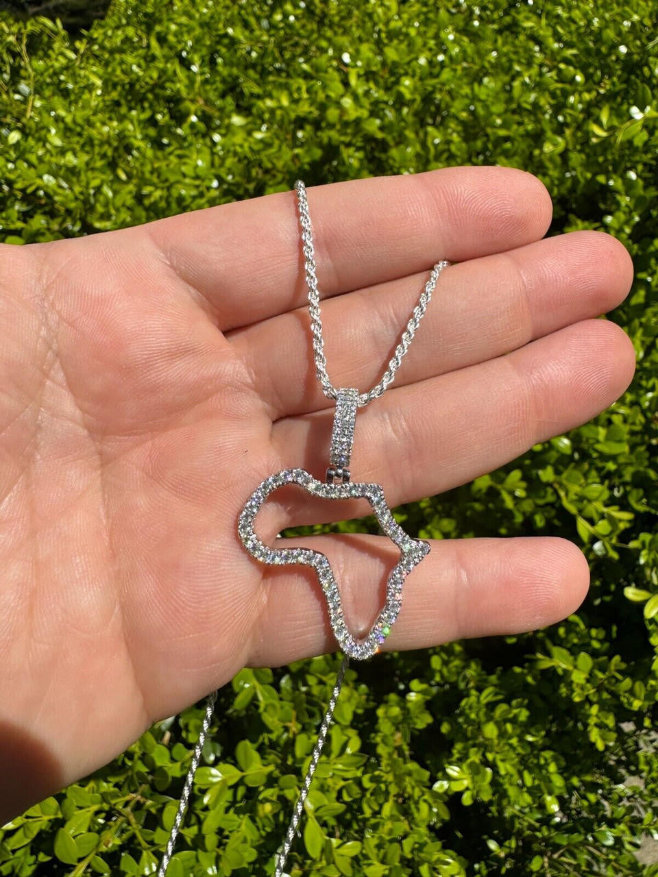 Moissanite Africa Map Hip Hop Pendant | 14k Gold Vermeil Or 925 Silver